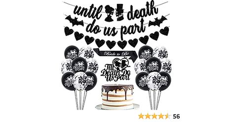 Halloween Engagement Party, Gothic Wedding Decorations, Halloween Wedding Party, Halloween Engagement, Halloween Wedding Decorations, Alternative Wedding Inspiration, Halloween Bridal Showers, Bachelorette Balloons, Bridal Shower Balloons