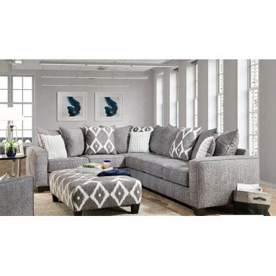 Our spacious sectional sofa with chaise features first-rate padded back cushions, deep comfortable seating with a contemporary design. Luxurious premium-filled back pillows, a contoured back, and designer flared arms offer the ultimate in comfort and support. Plus, best of all, each of the seat and back cushions is removable. Included are two stylish throw pillows and tapered wood legs that help compliment the overall design. Proudly made in Virginia, USA. From plush padded cushions, a soft & ea Gray Sectional, Sectional Sofa With Chaise, Sectional With Ottoman, Stylish Throw Pillows, Grey Sectional, Sofa Review, Fabric Pillow, Ottoman Bed, Online Furniture Shopping