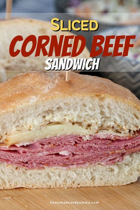 Sliced Corned Beef Sandwich is so easy to make. Corned beef lunch meat is super easy to work with and produces delicious results. ##cornedbeefsandwich #cornedbeefrecipe #reubensandwich #delisandwich Slow Cooked Silverside, Handheld Meals, Corned Beef Sandwiches, Sandwich Homemade, Western Recipes, Corned Beef Sandwich, Flexitarian Recipes, On A Bun, Sandwhich Recipes