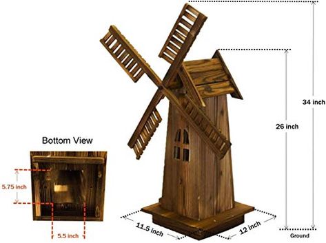 Amazon.com : PierSurplus Wooden Dutch Windmill Back Yard Decorations - Classic Old-Fashioned Windmill for Garden, Patio-34 in Tall : Garden & Outdoor Garden Windmill Plans, Wooden Windmill Plans, Mantal Decor, Windmill Woodworking Plans, Stoop Decor, Windmill Plan, Wood Windmill, Lighthouse Woodworking Plans, Wooden Windmill