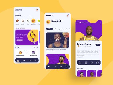 Sports News App Basketball App, Lifestyle App, Lifestyle Apps, App Ideas, Android Design, App Interface Design, Mobile Web Design, Android Studio, Sports App