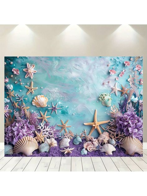 1pc, Underwater Mermaid Photography Background Props: Ocean Purple And Blue Women's Birthday Party Decoration - Starfish, Shell, Ocean Theme Photography Studio Booth Background, Party Decoration Supplies, Home Decoration Supplies - Spring And Summer - No Power Required Multicolor    Polyester     Event & Party Supplies, size features are:Bust: ,Length: ,Sleeve Length: Underwater Theme Decorations, Underwater Theme Decor, Ocean Birthday Decorations, Under The Sea Bday Party, Ocean Quinceanera Theme, Underwater Theme Party Decorations, Summer Merchandising, Under The Sea Birthday Party Decorations, Beach Theme Party Ideas