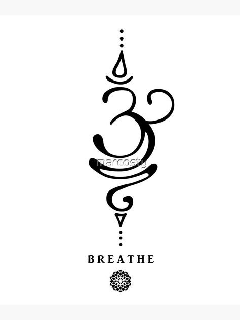 "Sanskrit Breathe Symbol" Mounted Print by marcosty | Redbubble Symbol For Breathe, Breathe Symbol, Just Breathe Tattoo, Sanskrit Tattoo, Beginner Tattoos, Tattoo Signs, Red Tattoos, Spiritual Tattoos, Dream Symbols