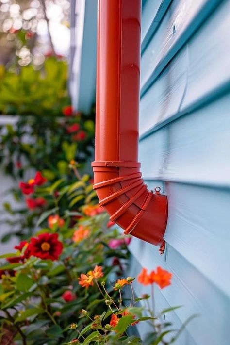 Creative Downspout Extension Ideas for Your Home Downspout Runoff Ideas, Downspout Drainage Ideas, Gutter Downspout Extension, Downspout Extension, Downspout Drainage, Small Urban Garden, Wooden Container, Dry Creek Bed, Galvanized Tub