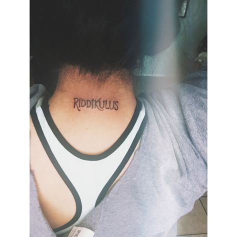 Riddikulus tattoo because this spell makes the unbearable bearable. Riddikulus Tattoo, Tattoo Quotes, Tattoos