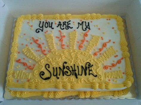 Sunshine Sheet Cake, Sunshine Cakes, Sunshine Cupcakes, Sun Cake, Sunshine First Birthday, Sunshine Birthday Parties, Sunshine Cake, Sheet Cake Designs, Sunshine Party