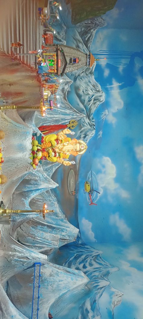 Kedarnath Decoration, Kedarnath Decoration For Ganpati, Ganesh Background Decoration, Ganpati Bappa Decoration, Bappa Decoration, Chaturthi Decoration, Ganpati Decoration Theme, Ganpati Decor, Bappa Photo