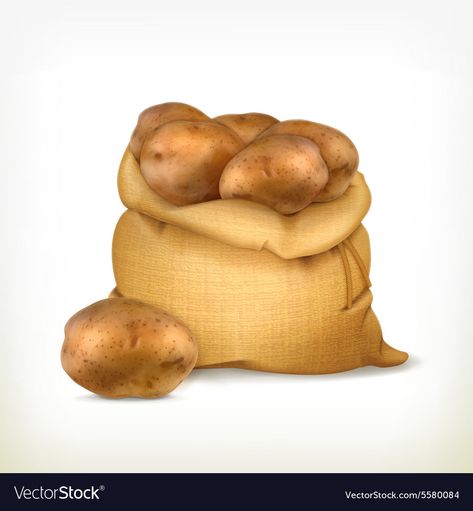 Sack of potatoes icon Royalty Free Vector Image Sack Of Potatoes, Farm Fun, Food Clipart, Fruit And Veg, Candy Apples, Recipe Cards, Png Transparent, Recipe Book, Fruits And Vegetables