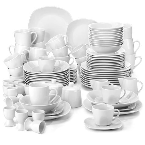 Ebern Designs Iseral Porcelain China Dinnerware - Set of 100 | Wayfair.co.uk White Dinner Set, Dinnerware Sets For 12, White Dinnerware Set, Square Dinnerware Set, China Dinnerware Sets, Plates And Bowls Set, White Dinner, Milk Pot, Printer Ink Cartridges