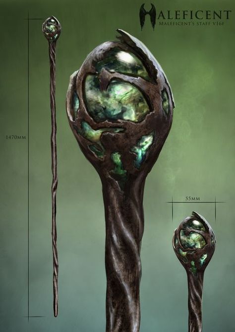 Concept for Maleficent's staff in the 2014 film Film Maleficent, Maleficent Cosplay, Concept Art Landscape, Wizard Staff, Evil Fairy, Baba Jaga, Maleficent Costume, D D Items, Magic Wand