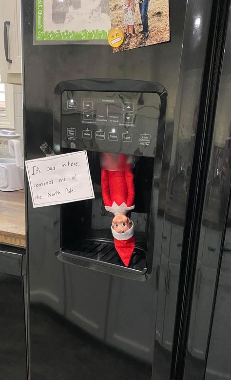 Elf Fridge Ideas, Elf Peeing On Fridge, Elf On The Shelf Refrigerator Ideas, Elf On The Shelf Fridge Ideas, Elf On The Shelf Fridge, Elf In Fridge, Elf 2024, Refrigerator Ideas, Refrigerator Lock