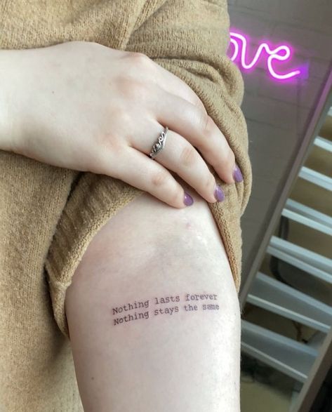 Nothing Forever Tattoo Hand, Subtle 5sos Tattoo, Tattoo Ideas 5sos, There It Is Again That Funny Feeling, 5sos Tattoos Ideas, 5sos Lyric Tattoos, 5sos Tattoo Ideas Lyrics, 5sos Inspired Tattoos, Phrase Tattoo