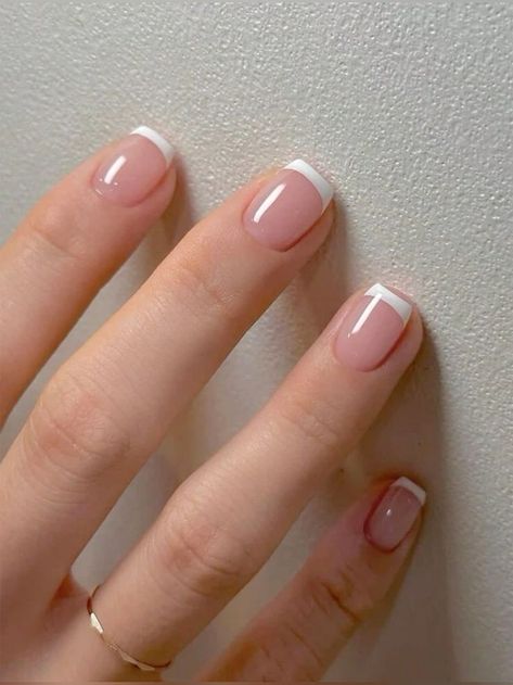 Very Short Square French Tip Nails, Square Short Nails Ideas, French Fade Nails, French Fade, Square Press On Nails, Graduation Nails, French Manicure Nails, Nails Cute, Nails For Kids