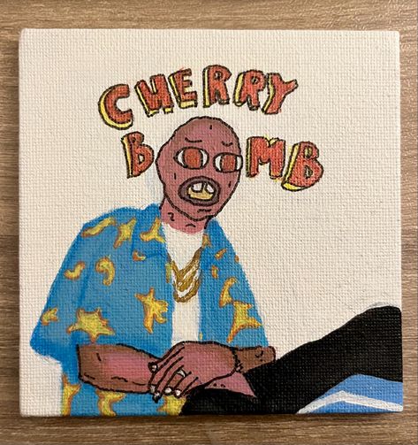 Tyler The Creator Drawing Album Covers, Painting Ideas Tyler The Creator, Album Covers Painting, Tyler The Creator Painting, Tyler The Creator Cherry, Album Cover Paintings, Album Paintings, Cherry Bomb Tattoo, Cherry Bomb Album