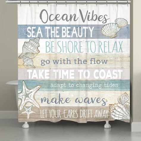 Orta Shower Curtain Bathroom Bright, Beach Shower Curtains, Shower Stalls, Going With The Flow, Shell Shock, Beach Shower, Ocean Vibes, Shower Liner, Bathtubs