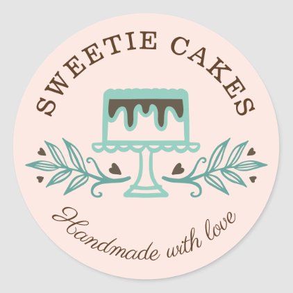 Simple Clean & Minimal Style Bakery Cake Logo Classic Round Sticker Logo Dessert, Modern Cake Stand, Whisk Logo, Sweetie Cake, Dessert Logo, Baking Logo Design, Baker Logo, Baking Logo, Cake Logo Design