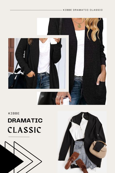 ZESICA Women's 2023 Fall Winter Long Sleeve Open Front Casual Lightweight Soft Knit Cardigan Sweater Outerwear perfect for a kibbe dramatic classic outfit! tailored chic. refined. elegant. geometric. angular. sharp edges. straight lines. balanced. symmetrical. sleek. sculpted. trim and taut. Dramatic Classic Winter Outfit, Kibbe Dramatic Classic, Tailored Chic, Kibbe Dramatic, Soft Knit Cardigan, Dramatic Classic, Classic Outfit, Fitted Cardigan, Knit Cardigan Sweater