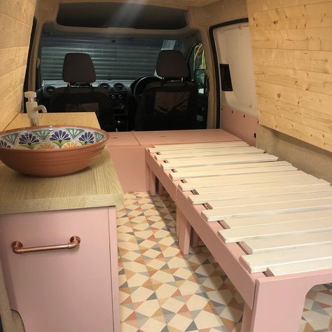 Inside Vw Camper, Vw Caddy Camper Conversion, Chic Flooring, Caddy Maxi Camper, Campervan Kitchen Pod, Vw Caddy Maxi Camper Conversion, Micro Van, Vw Caddy Camper, Vw Caddy Maxi Camper