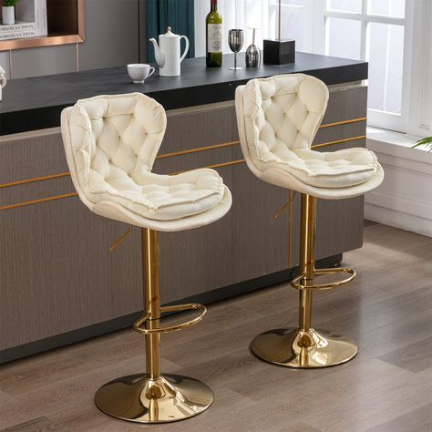 Gold Bar Stools, Bar Stools With Backs, Stools With Backs, Adjustable Bar Stools, Counter Bar Stools, Kitchen Bar Stools, Swivel Bar Stools, Dining Room Bar, Chaise Bar