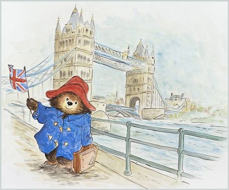 Paddington Illustration Vintage, Paddington Bear London, Paddington Painting, Paddington Sketch, Paddintong Bear, Paddington Drawing, Paddington Bear Cartoon, Paddington Bear Drawing, Paddington Poster