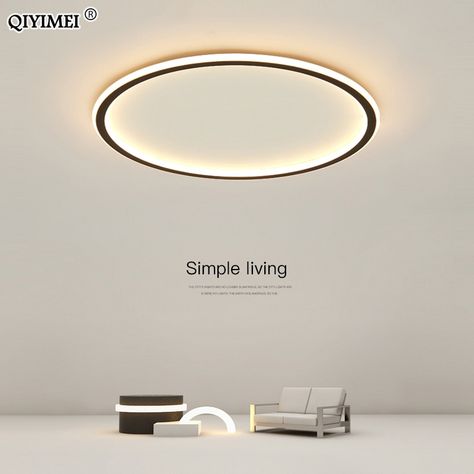 Round Led Ceiling Light, Ceiling Lamps Living Room, Modern Led Chandelier, Circular Lighting, Ceiling Lamp White, Chandelier Lights, Living Bedroom, Indoor Lamp, Living Room Ceiling