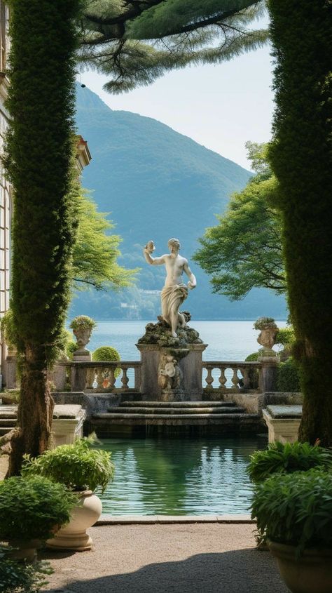 Old Money Homes, Italian Garden Design, Roman Garden, Creative Garden Decor, Rustic Italian, Italian Landscape, Lake Como Italy, Italian Garden, Italy Aesthetic