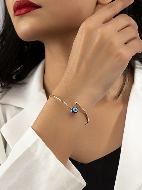 Multicolor  Collar  Iron   Embellished   Women's Fashion Jewelry Evil Eye Jewelry Bracelet, Eye Decor, Watches Women Fashion, Blue Evil Eye, Evil Eye Bracelet, Cuff Bangles, Stainless Steel Necklace, Eye Jewelry, Evil Eye Jewelry