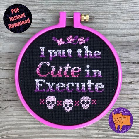 Cthulhu Cross Stitch, Pastel Goth Cross Stitch, Cross Stitch Goth, Undertale Cross Stitch, Goth Cross Stitch, Geeky Cross Stitch Patterns, Geek Cross Stitch, Funny Cross Stitch Patterns, Beaded Cross Stitch