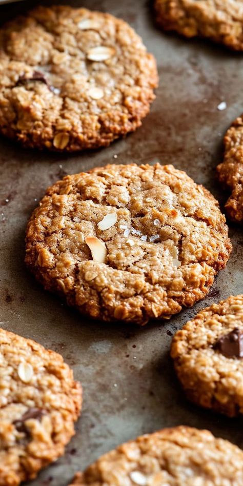 Almond Flour Christmas Cookies, Almond Flower Cookies, Almond Flour Oatmeal Cookies, Almond Flour Oatmeal, Almond Flour Desserts, Almond Flour Chocolate Chip, Savory Granola, Assorted Cookies, Chocolate Chip Oatmeal Cookies