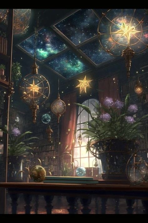 Wizard Study, Animated Scenery, Fantasy Interior, Magical Aesthetic, Photography Studio Design, Magical Room, Fantasy Rooms, Witchy Wallpaper, Mural Ideas