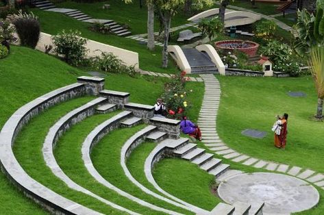 Open Air Amphitheater, Open Air Amphitheatre Architecture, Outdoor Theater Design, Open Air Theater Design, Open Theater Landscape, Open Amphitheatre Design, Ampitheater Seating Outdoor, Open Air Theatre Architecture, Mini Amphitheatre