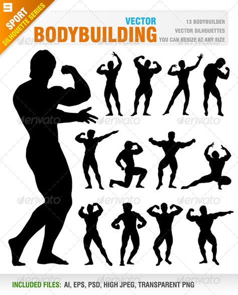 #Bodybuilding - People Characters #silhouettes #people #characters #isolated #illustration #vector #template #athlete #sport Bodybuilding Poses Men, Bodybuilder Pose, Bodybuilding Poses, Bodybuilding Posing, Bodybuilding Logo, Man Silhouette, Gym Wall Decal, Gym Art, Vector People