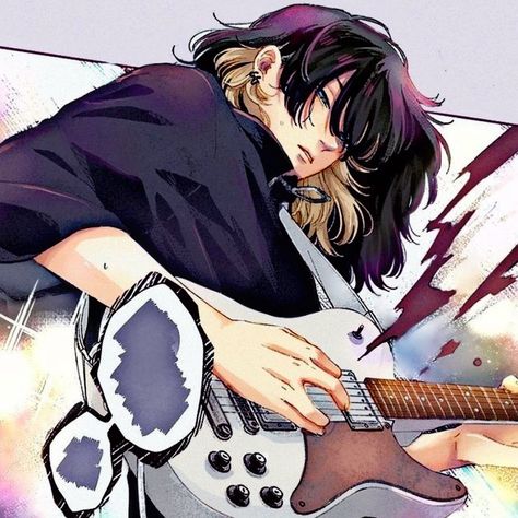 Group Chat, Black Hair, A Man, Guitar, Hair, Pink, Black