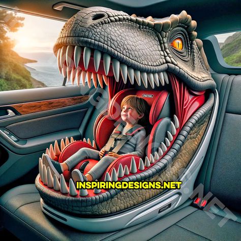 These Dinosaur Shaped Car Seats Will Make Your Kids Love Car Rides! – Inspiring Designs Odd Furniture, Car Rides, Love Car, Car Ride, My Dream Car, Wood Decor, T Rex, Dinosaurs, Dream Cars