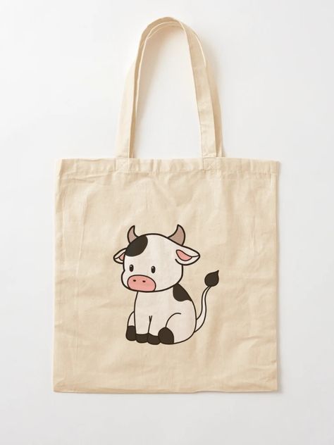 "Cute Baby Cow Cattle" Tote Bag for Sale by GrassFedVegan | Redbubble Painting Tote Bags Ideas, Jute Bag Painting Ideas, Tote Bags Design Ideas, Tote Bags Painting Ideas, Custom Tote Bag Aesthetic, Tote Painting Ideas, Hand Painted Tote Bags Art, Painting Tote Bag Ideas, Tote Bags Painting