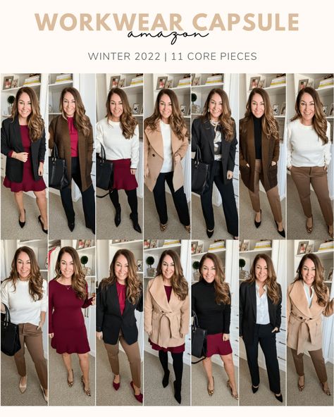 Womens Business Professional Winter, Professional Outfits Women Capsule, 2023 Winter Work Outfits, Mom Business Casual Outfits, Winter Workwear Capsule Wardrobe, Winter Business Professional Outfits For Women, Mid 40s Fashion Over 40, Professional Office Nails Classy, Business Attire Women Winter