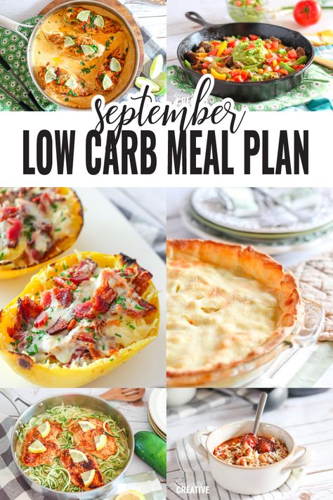 Take the guess work out of planning supper time with these simple recipe ideas for your low carb dinner menu for September. #menu #dinner #lowcarbdinner #ketodinner #keto #lowcarb #mealplanning #domesticallycreative Low Carb Menus, Low Carb Low Fat Recipes, Low Carb Meal, Boiled Egg Diet Plan, Diet Recipes Easy, Monthly Meal Planning, Low Carb Meal Plan, Best Low Carb Recipes, Low Carb Diet Recipes