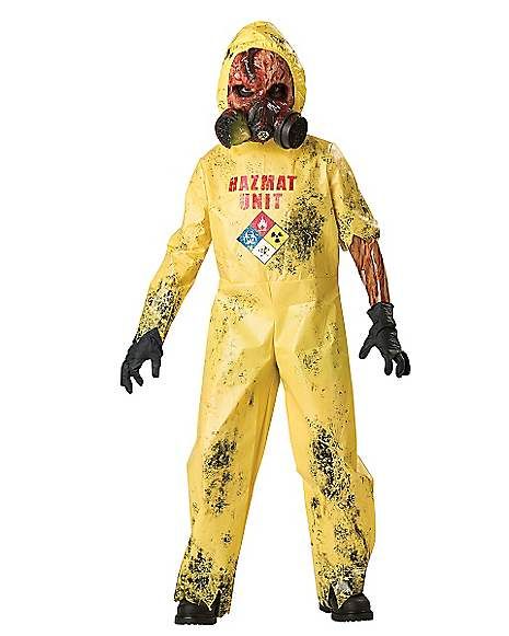 Kids Hazmat Hazard Zombie Costume - Spirithalloween.com Hazmat Suit Costume, Monster Fancy Dress, Scary Kids Costumes, Scary Kids, Halloween Costume Suit, Hazmat Suit, Scary Halloween Costume, Suit Costume, Zombie Costume