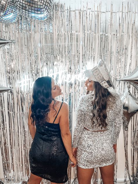 Disco Bachelorette Sparkle Disco Bachelorette, Sparkle Hens Party, Disco Glam Outfits Bachelorette Party, Disco Bridal Outfit, Sparkles Bachelorette Party, Neutral Disco Party, Bride Disco Outfit, Disco Hens Outfit, Disco Hens Theme