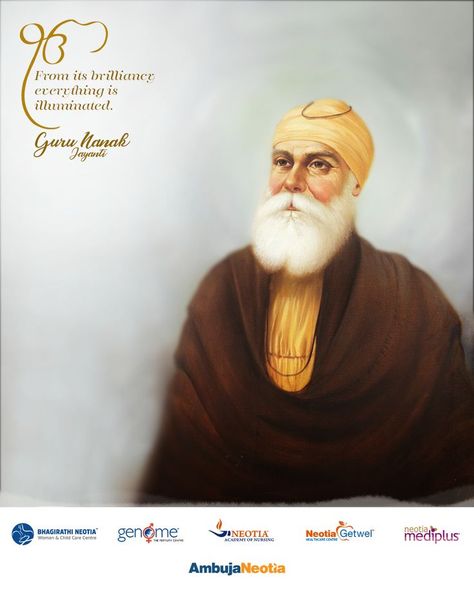 Guru Nanak Dev Ji teaches us that being a good human being is the most soulful thing we can do in our life and create a better world for everyone by caring and sharing. Happy #Gurpurab. #Gurunanakjayanti #Gurpurab2021 #Gurunanakjayanti #Healthcare #Ambujaneotia Happy Gurpurab Guru Nanak Dev Ji, Gurpurab Guru Nanak Dev Ji, Guru Nanak Dev Ji Jayanti, Happy Gurpurab, Wahe Guru, Guru Arjan, Interior Brochures, Nanak Jayanti, Flag Images