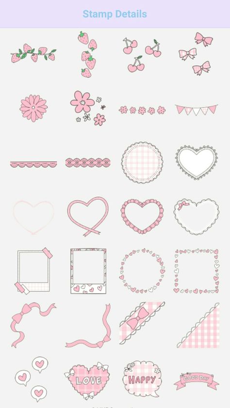 line stickers girly Girly Doodles, Girly Scrapbook, Boarders Designs For Projects, Notebook Doodles, Bullet Journal Ideas Templates, Bond Paper Design, Desain Buklet, Cute Easy Doodles, Diy Journal Books