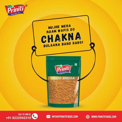 Namkeen Creative Ads, Creative Post Design Ideas, Snacks Creative Ads, Spices Branding, Aloo Bhujia, Food Post, Ads Creative Advertising Ideas, Advertising Ideas, Creative Interior Design