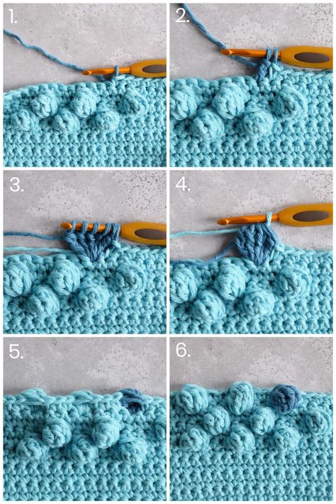 Hoe haak je een bobbelsteek? – Hobbydingen Fun Crochet, Bobble Stitch, Crochet Diagram, Photo Tutorial, How To Crochet, Learn To Crochet, Crochet Stitches, Crochet Projects, Crochet Necklace