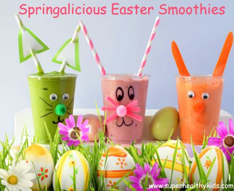 Springalicious Easter Smoothie Recipe - Super Healthy Kids Rainbow Smoothie, Healthy Easter, Super Healthy Kids, Easter Breakfast, Smoothies For Kids, Easter Morning, Breakfast Smoothies, Super Healthy, Frozen Strawberries