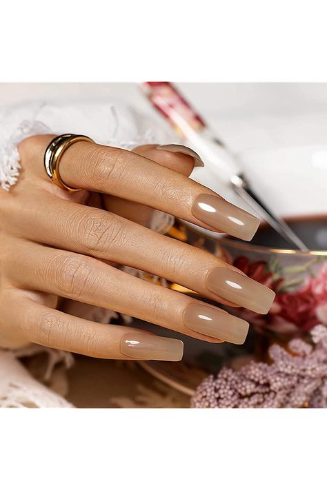 Brown Manicure, Manicure Natural, Color French Manicure, Color Manicure, Gel Polish Brands, Natural Looking Nails, Jelly Nail, Uv Nail Lamp, Nude Nail Polish