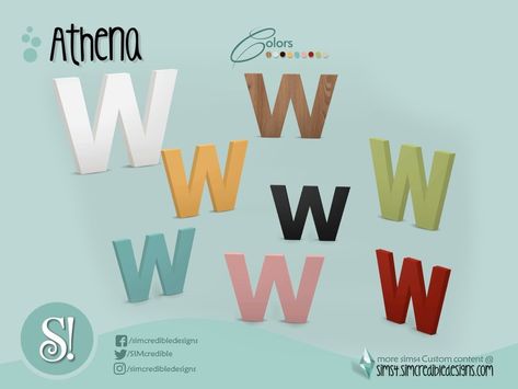 The Sims Resource - Athena W letter - English Sims 4 Wall Letters, Sims 4 Letters Cc, Cc Letter, Alphabet Signs, Sims 4 Clutter, W Letter, Letter Decor, Wall Letters, Send Help