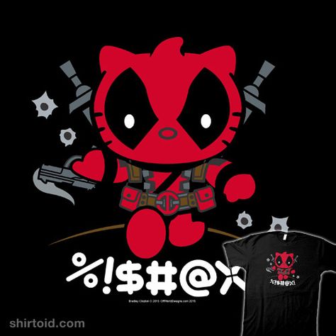 Deadly Kitty Deadpool Hello Kitty, Hello Kitty Cosplay, Deadpool Pictures, Deadpool Funny, Deadpool Art, Hello Kitty Tattoos, Deadpool And Spiderman, Deadpool Comic, Deadpool Wallpaper