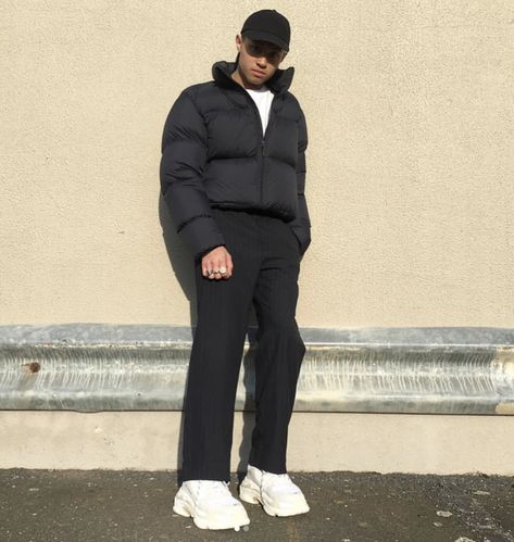 Balenciaga Triple S Outfit Men, Balenciaga Outfit Men, Balenciaga Triple S Outfit, Triple S Outfit, Balenciaga Outfits, Af1 Outfit, Puffer Jacket Outfit Men, Streetwear Fashion Men, Balenciaga Jacket