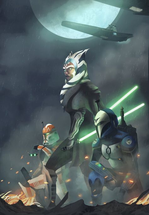 Drew Ahsoka, Rex and Bo Katan for my friend after the Star Wars hype, hope you guys like it :) Ashoka Star Wars, Star Wars Trivia, Star Wars Canvas Art, Star Wars Meme, Bo Katan, Ashoka Tano, Star Wars Painting, Star Wars Character, Clone Troopers