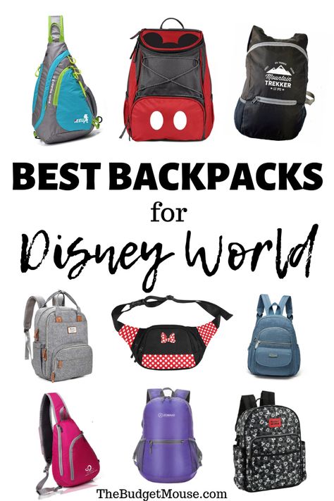 Click to learn the BEST backpack for Disney World! What kind of backpack to take to Disney (diaper bag? cooler bag? fanny pack?) and recommended bags in each category from folks who have tried them on the ground at Disney World. Best Disney park bag. Get Disney World tips and tricks plus how to do Disney planning and Disney World on a budget. #bestbackpackfordisneyworld #disneyparkbag #disneyparkpack #disneyplanning #disneyworldtipsandtricks Best Bag For Disneyland, Bags For Disney World, Disney Backpacks For Women, Best Bags For Disney World, Best Bag For Disney World, Diy Disney Backpack, Best Backpack For Disney World, Disney World Park Bag, Disney Backpack Essentials